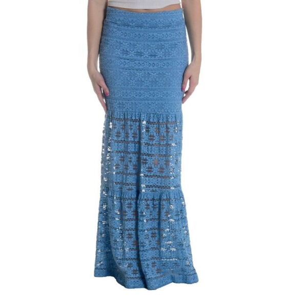 Nightcap Cherokee Stretch Stripe Lace Maxi Skirt 1 - Picture 1 of 2